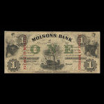 Canada, Molsons Bank, 1 piastre : 1 octobre 1855