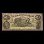 Canada, Royal Canadian Bank, 1 dollar : 4 juillet 1865