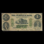 Canada, Peoples Bank of New Brunswick, 1 dollar : 1 décembre 1881