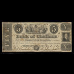 Canada, Colonial Bank of Chatham, 5 dollars : 3 février 1837