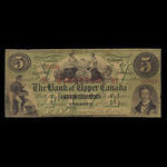 Canada, Bank of Upper Canada (York), 5 dollars : 1 janvier 1861