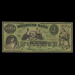 Canada, Molsons Bank, 2 dollars : 1 octobre 1857