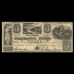 Canada, Niagara Suspension Bridge Bank, 3 dollars : 1 juillet 1841