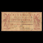 Canada, A.A. Barry, 5 cents : 18 octobre 1862