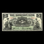 Canada, Dominion Bank, 5 dollars : 3 juillet 1905