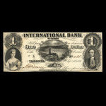 Canada, International Bank of Canada, 1 dollar : 15 septembre 1858