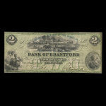 Canada, Bank of Brantford, 2 dollars : 1 novembre 1859