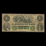 Canada, St. Stephen's Bank, 1 dollar : 1 octobre 1873