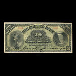 Canada, Banque de Québec, 20 dollars : 3 janvier 1898