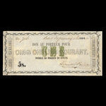 Canada, William Price & Fils, 5 shillings : 1 novembre 1848