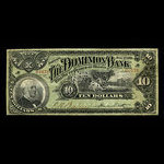 Canada, Dominion Bank, 10 dollars : 1 juillet 1898