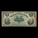 Canada, Merchants' Bank of Halifax, 5 dollars : 1 juin 1894