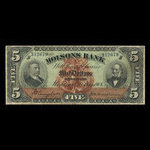 Canada, Molsons Bank, 5 dollars : 2 mai 1904