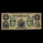 Canada, Ontario Bank, 5 dollars : 1 novembre 1870