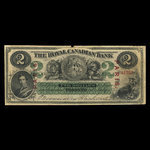 Canada, Royal Canadian Bank, 2 dollars : 26 juillet 1865