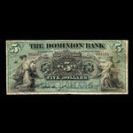 Canada, Dominion Bank, 5 dollars : 2 janvier 1900