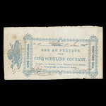 Canada, La Société de Défricheurs de la Rivière aux Sables, 5 shillings : 19 juin 1848