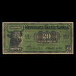 Canada, Merchants Bank of Canada (The), 20 dollars : 3 janvier 1917