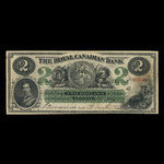 Canada, Royal Canadian Bank, 2 dollars : 26 juillet 1865