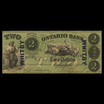 Canada, Ontario Bank, 2 dollars : 15 août 1861