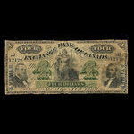 Canada, Exchange Bank of Canada, 4 dollars : 1 octobre 1872