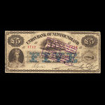 Canada, Union Bank of Newfoundland, 5 livres(anglaise) : 2 octobre 1865