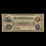 Canada, Banque de Montréal, 2 dollars : 1 août 1856