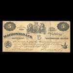 Canada, Macdonald & Company Bankers, 5 dollars : 6 septembre 1863