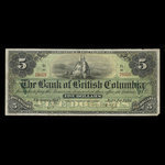 Canada, Bank of British Columbia, 5 dollars : 1 janvier 1894