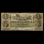 Canada, Commercial Bank of the Midland District, 4 dollars : 2 mai 1854