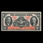 Canada, Dominion Bank, 5 dollars : 2 janvier 1935