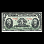 Canada, Imperial Bank of Canada, 5 dollars : 1 novembre 1934