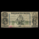 Canada, Molsons Bank, 4 dollars : 1 octobre 1855