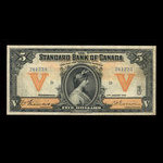 Canada, Standard Bank of Canada, 5 dollars : 2 janvier 1919