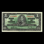 Canada, Banque du Canada, 1 dollar : 2 janvier 1937