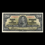 Canada, Banque du Canada, 20 dollars : 2 janvier 1937