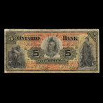 Canada, Ontario Bank, 5 dollars : 1 juin 1888