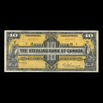 Canada, Sterling Bank of Canada, 10 dollars : 3 janvier 1921