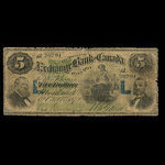 Canada, Exchange Bank of Canada, 5 dollars : 1 octobre 1872