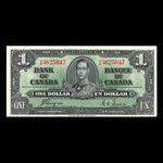 Canada, Banque du Canada, 1 dollar : 2 janvier 1937