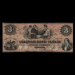 Canada, Colonial Bank of Canada, 3 dollars : 4 mai 1859