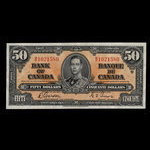 Canada, Banque du Canada, 50 dollars : 2 janvier 1937