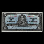 Canada, Banque du Canada, 5 dollars : 2 janvier 1937