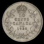 Canada, Georges V, 10 cents : 1936