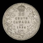 Canada, Georges V, 25 cents : 1936