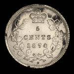 Canada, Victoria, 5 cents : 1874