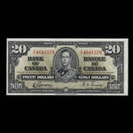 Canada, Banque du Canada, 20 dollars : 2 janvier 1937