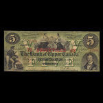 Canada, Bank of Upper Canada (York), 5 dollars : 5 juillet 1859