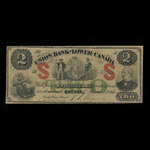 Canada, Union Bank of Lower Canada, 2 dollars : 1 mars 1866