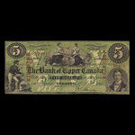 Canada, Bank of Upper Canada (York), 5 dollars : 1 janvier 1861